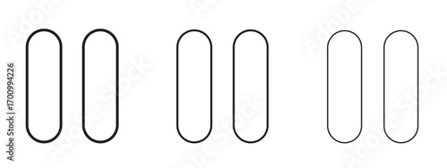 Pause icon illustration. Editable stroke. Pixel perfect