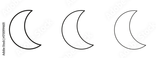Moon icon illustration. Editable stroke. Pixel perfect