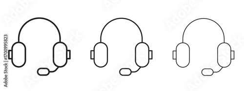 Headset icon illustration. Editable stroke. Pixel perfect