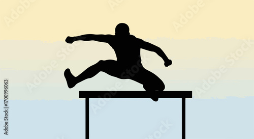 Dynamic Hurdle Jump Silhouette: Athlete Overcoming Obstacle
