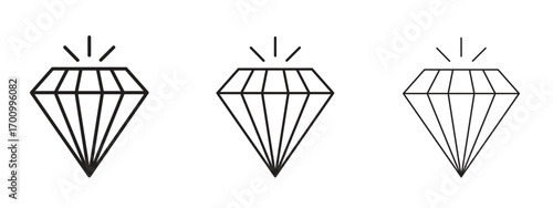 Gem icon illustration. Editable stroke. Pixel perfect