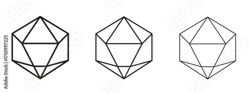 Dice d20 icon illustration. Editable stroke. Pixel perfect