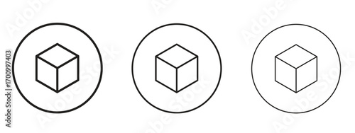 Cube icon illustration. Editable stroke. Pixel perfect