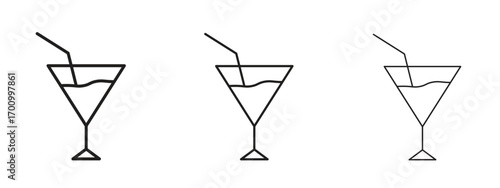Cocktail icon illustration. Editable stroke. Pixel perfect