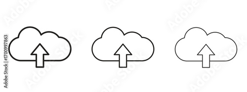 Cloud upload icon illustration. Editable stroke. Pixel perfect