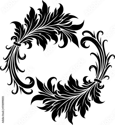 Stylized Victorian Gothic ornament frame. Ornamental design and decor element. Highly detailed and accurate lines for print or engraving