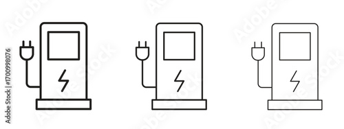Charging station icon illustration. Editable stroke. Pixel perfect
