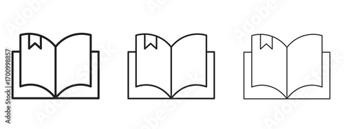Book bookmark icon illustration. Editable stroke. Pixel perfect