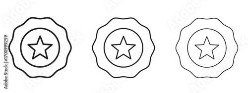 Badge icon illustration. Editable stroke. Pixel perfect