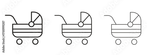Baby carriage icon illustration. Editable stroke. Pixel perfect