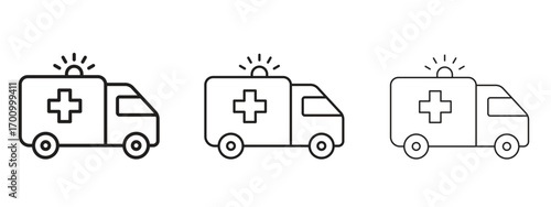 Ambulance icon illustration. Editable stroke. Pixel perfect