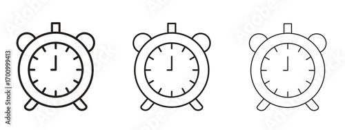 Alarm clock icon illustration. Editable stroke. Pixel perfect
