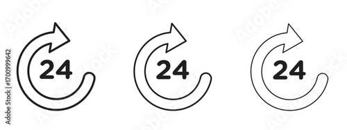24 Hrs icon illustration. Editable stroke. Pixel perfect