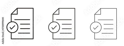 Accept document icon illustration. Editable stroke. Pixel perfect