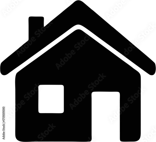 Black house icon vector illustration. A simple silhouette graphic representing home, property, and real estate on a white background