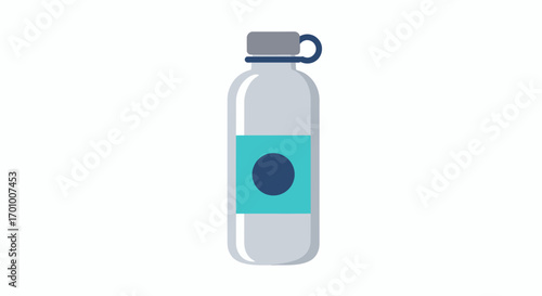 A reusable water bottle, rendered as a clean, modern vector graphic, ideal for illustrating sustainability and healthy hydration habits in various designs.