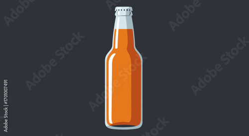 A vibrant vector illustration showcases a refreshing orange beverage within a classic glass bottle, perfect for digital projects and advertising campaigns against a dark background.