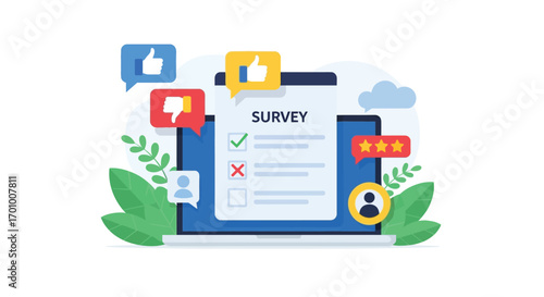 Online Survey with Feedback Icons and Reactions
