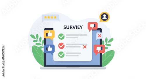 Online Survey with Feedback Icons and Reactions