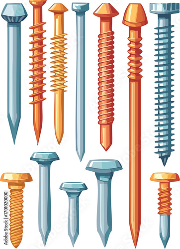 Drill Bit Set Arranged Neatly on White Background