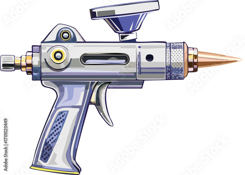 Paint Spray Gun with Detailed Nozzle