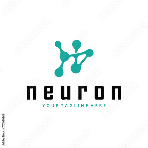 Neuron logo design concept of neuronal cell dna molecule atom with simple minimalist concept as icon symbol illustration template