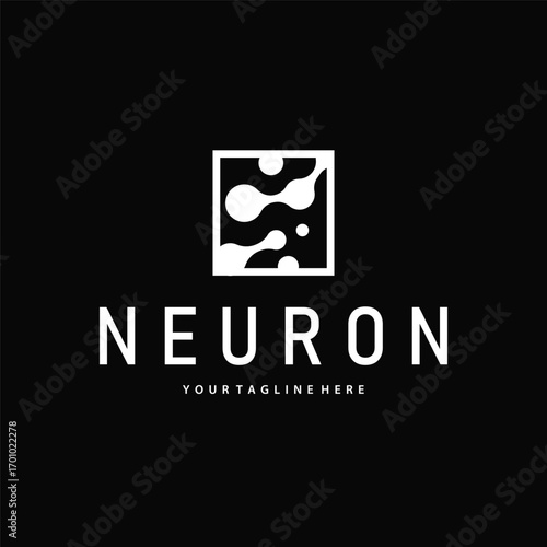 Neuron logo design concept of neuronal cell dna molecule atom with simple minimalist concept as icon symbol illustration template