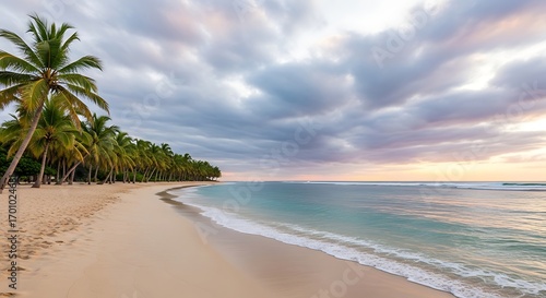 Wallpaper Mural Tropical Beach Paradise at Sunrise with Palm Trees. Torontodigital.ca