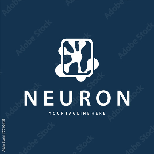 Neuron logo design concept of neuronal cell dna molecule atom with simple minimalist concept as icon symbol illustration template