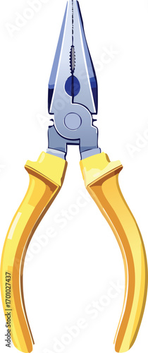 Steel Pliers in Closed Position Isolated on White