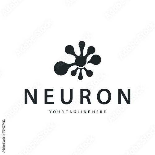 Neuron logo design concept of neuronal cell dna molecule atom with simple minimalist concept as icon symbol illustration template