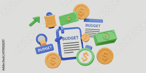Boost your budget with financial planning tools and cash flow insights showing coins, bills, and budget documents for successful money management