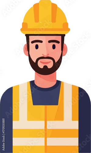 Construction worker wearing safety vest and helmet vector image