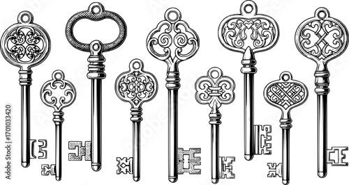 Antique skeleton keys ornate decorative antique keys