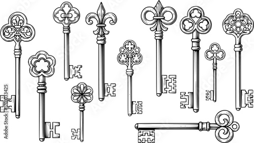 Antique skeleton keys ornate decorative antique keys