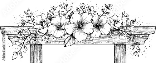 Vintage hand drawn japanese floral frame illustration for design projects