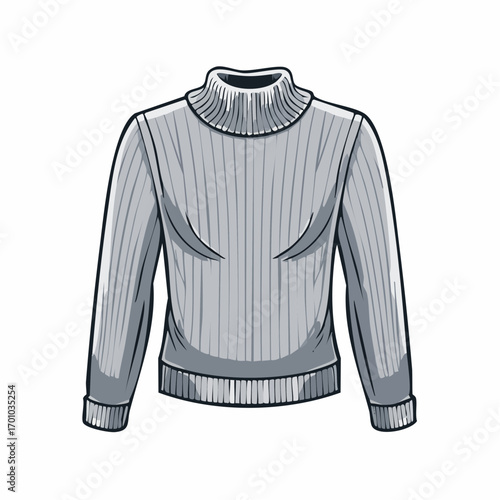 grauen Strickpullovers mit langen Ärmeln, modern und schlicht.