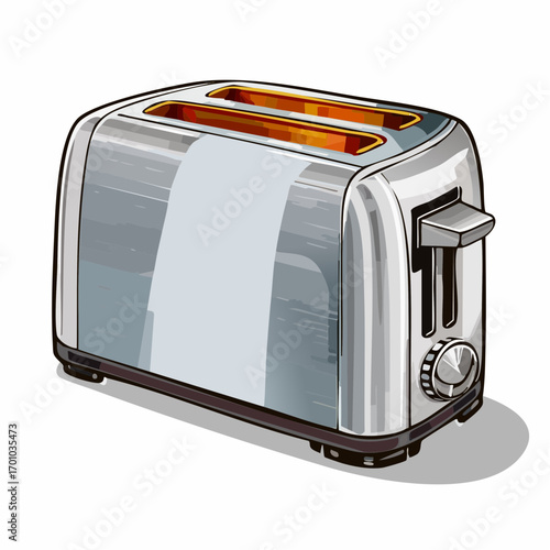 Vektor eines silbernen modernen Toasters mit zwei Schlitzen.