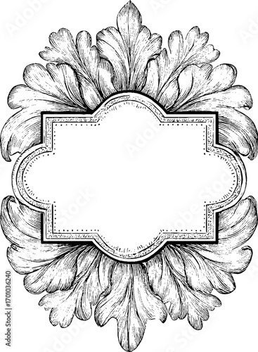 Ornate vintage frame with floral elements for decorative design