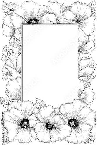 Vintage floral frame in engraving style for elegant design