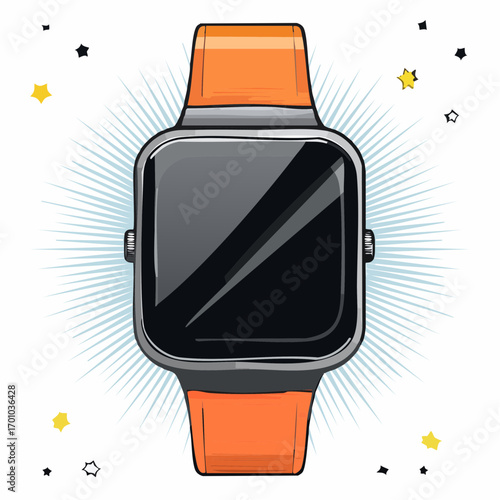 Vektor einer modernen Smartwatch mit schwarzem Display und sportlichem Armband.