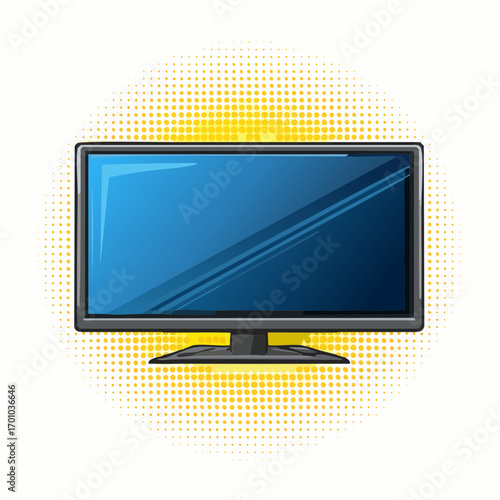 Vektor eines modernen Flachbildfernsehers mit schwarzem Bildschirm, schlichtes Design.