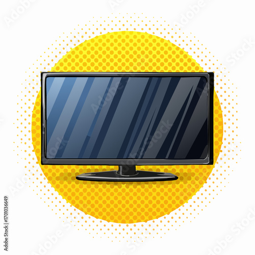 Vektor eines modernen Flachbildfernsehers mit schwarzem Bildschirm, schlichtes Design.