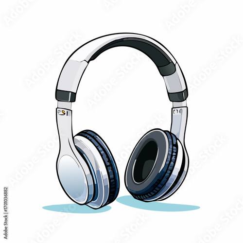 Vektor eines modernen Over-Ear-Kopfhörers, schwarz, weich gepolsterte Ohrmuscheln.
