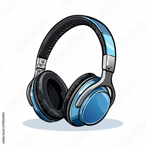Vektor eines modernen Over-Ear-Kopfhörers, schwarz, weich gepolsterte Ohrmuscheln.