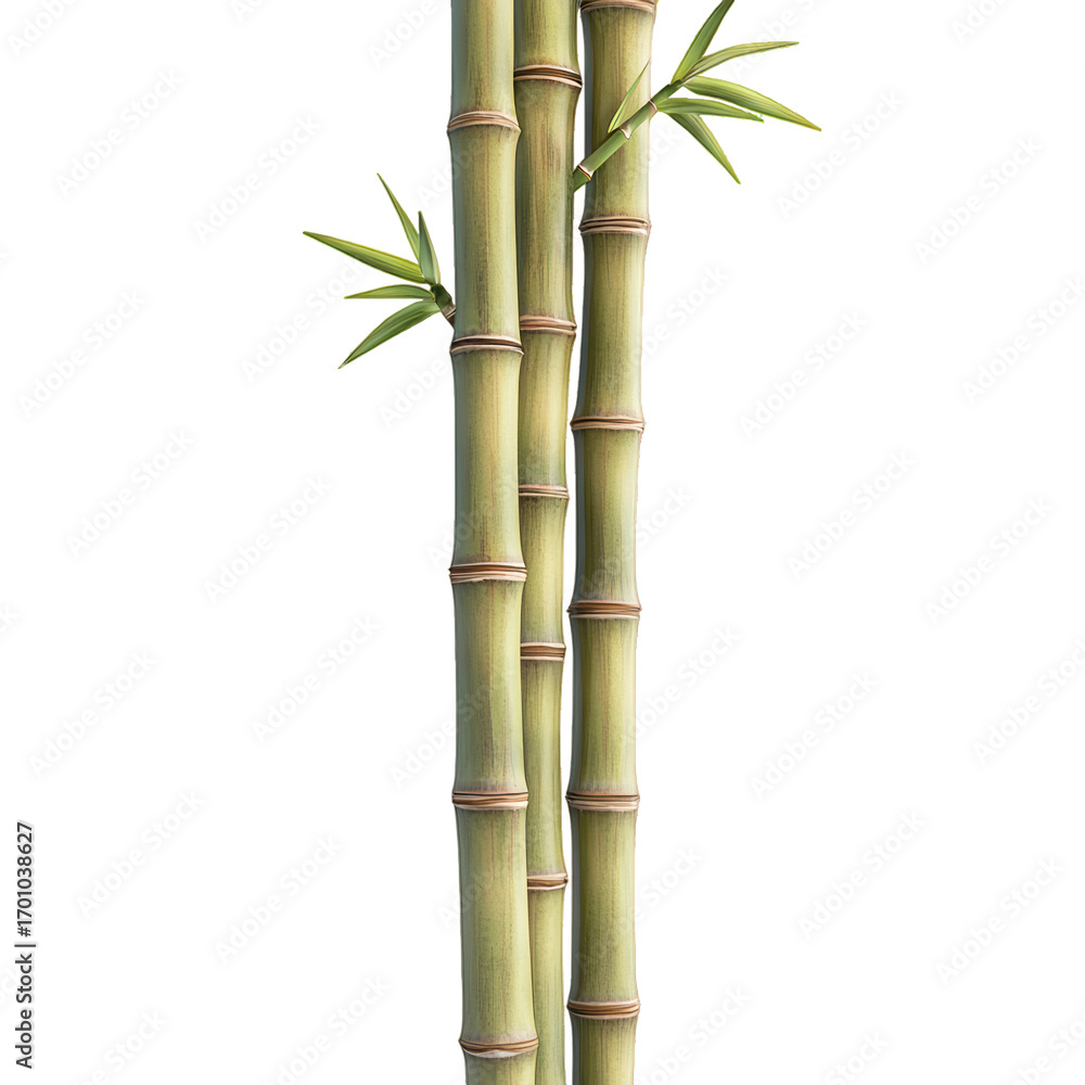 Naklejka premium Three bamboo stalks are standing upright on transparent background