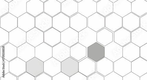 Clean hexagonal grid pattern with single highlighted cell for modern geometric background and abstract seamless design.