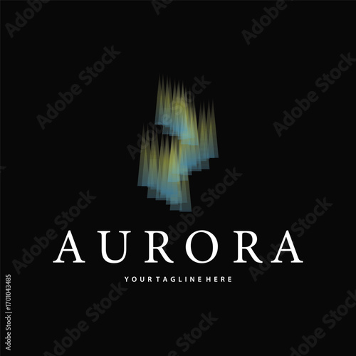 aurora logo design landscape sky nature ice, vector illustration symbol templet