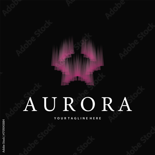 aurora logo design landscape sky nature ice, vector illustration symbol templet