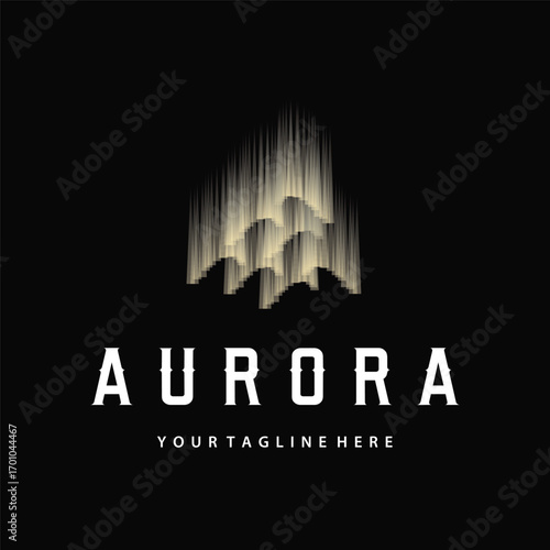 aurora logo design landscape sky nature ice, vector illustration symbol templet